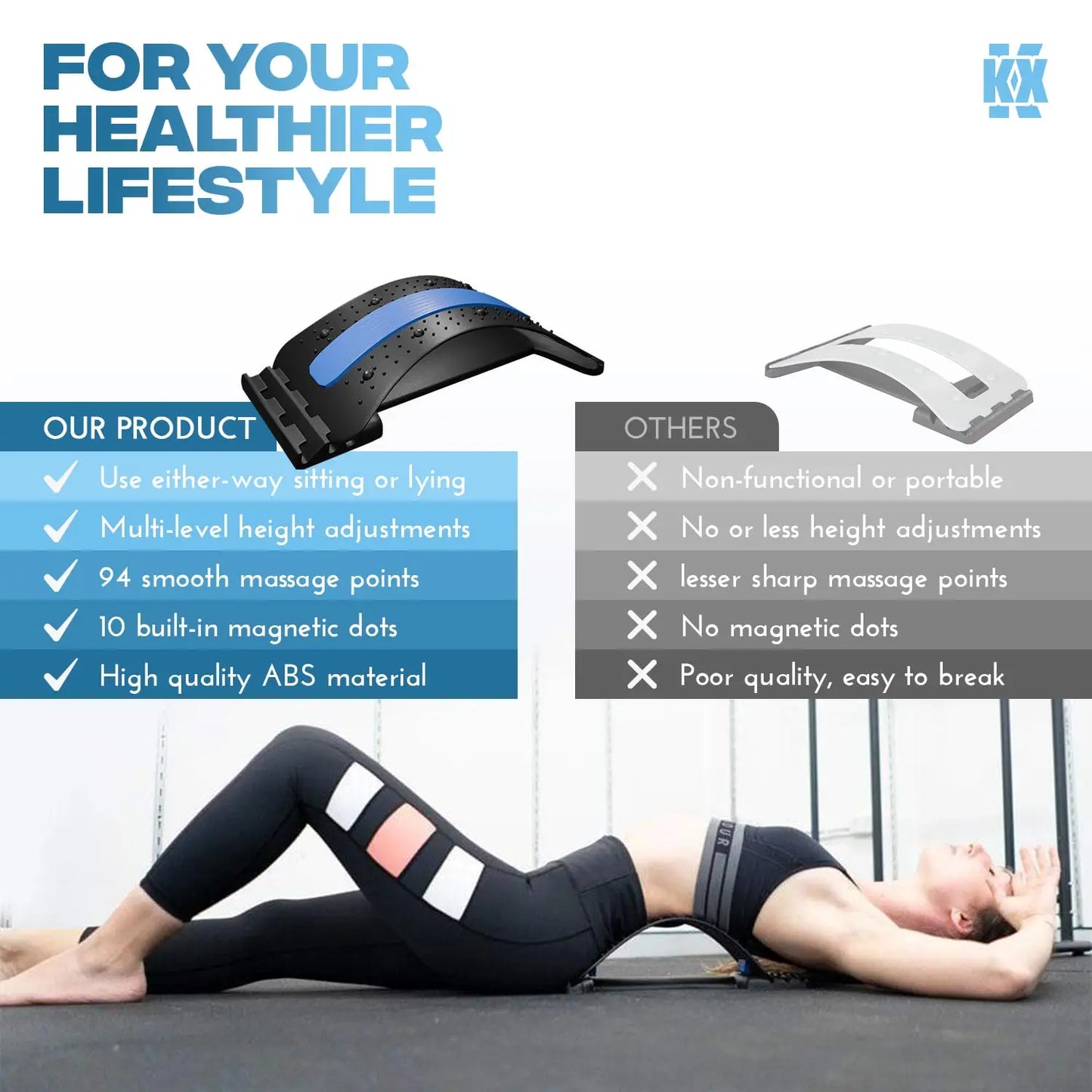 Lumbar Soothing Device, Lumbar Stretching Massager, Yoga Spine Correction, Hump Back Exercise and Stretching Equipment